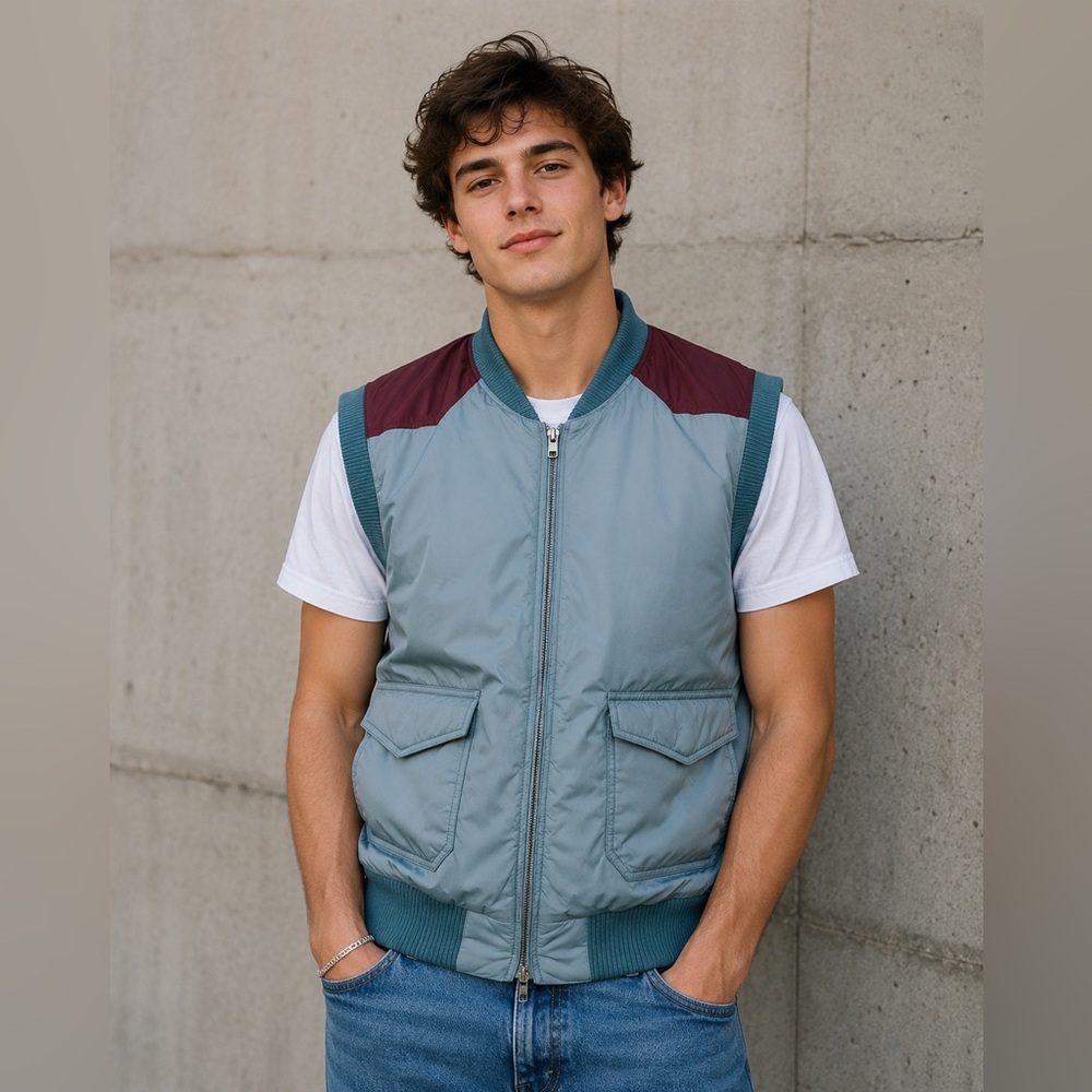 Vintage Marc Jacobs Blue and Dark Brown Vest